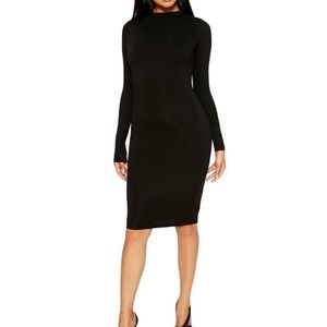 NWT Naked Wardrobe black midi dress slim crew neck